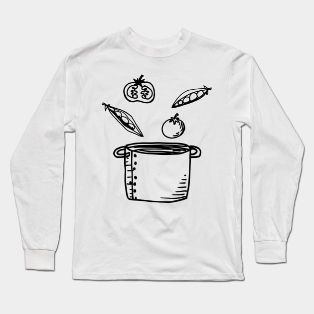 Retro Vegetable Soup Long Sleeve T-Shirt by SWON Design